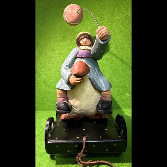Williraye Studios Folk Art ~ GIRL W/BALLOON ON GOOSE (pull Toy Wagon) ~  WW1424 - Picture 4 of 9